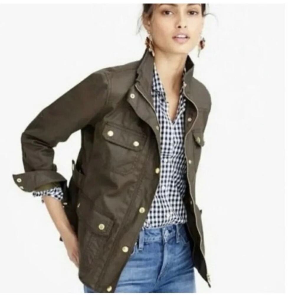 J Crew Relaxed Boyfriend Field Jacket Olive Green Size Medium